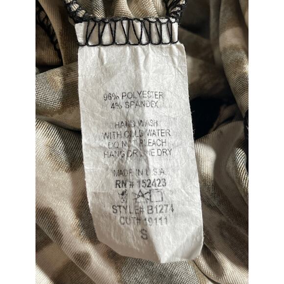 Day & Night Beige Black Leopard Long Sleeve Ring Plunge Bodysuit Top Size S - Picture 4 of 4